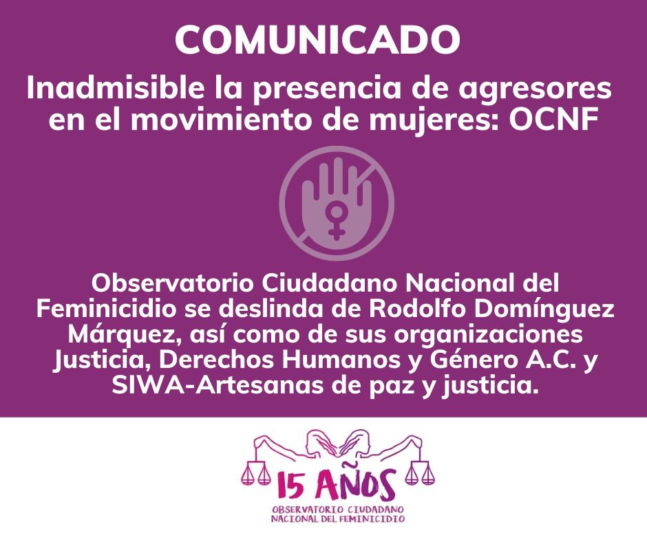 Se deslinda Observatorio del Feminicidio de&nbsp;agresor